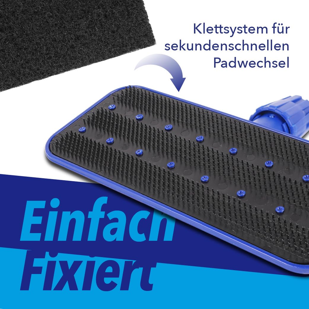 G.I.V. Handpadhalter mit Gelenk inkl. Alustiel 140 cm + Handpads - Reinigungszubehör für manuelle Grundreinigung - für Rand-, Ecken- und Kantenreinigung - Geeignet für alle Boden- und Oberflächen