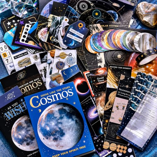 Image of RANDEN Cosmic Journaling Kit, 346PCS Vintage Scrapbook & Stationery Set with Aesthetic Stickers, Ephemera Pack and Journal Supplies for Bullet Journals, Planners, Albums & Creative Crafts (Cosmic)