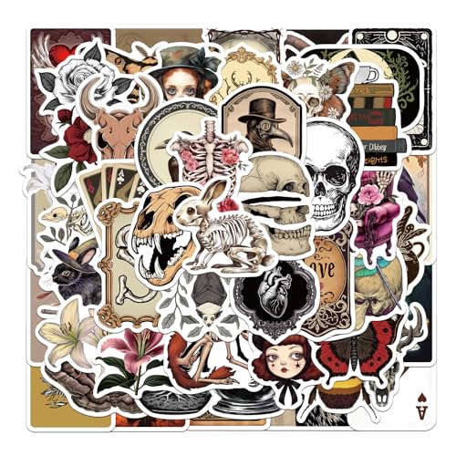 50枚 アメリカンビンテージゴシック手帳コラージュ素材 防水ドゥードル スマホケース ギター 水筒 おしゃれ人気 ダークテーマ ギフト DIY ノート PC スーツケース 環境PVC クリエイティブ