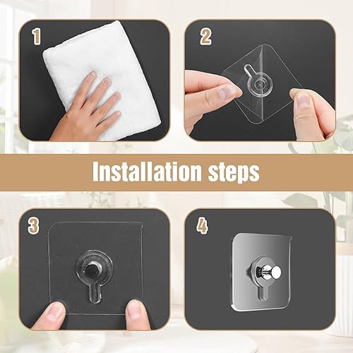 Miniatura 4 de Ganchos adhesivos sin taladros, colgadores de fotos mejorados sin clavos, ganchos adhesivos de montaje en pared para colgar, ganchos de pared sin