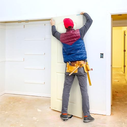 Miniatura 5 de POWERTEC Levantador de puerta, paneles de yeso operados por pies, elevador de paneles, elevador de paneles de yeso para colocar puertas, placas de