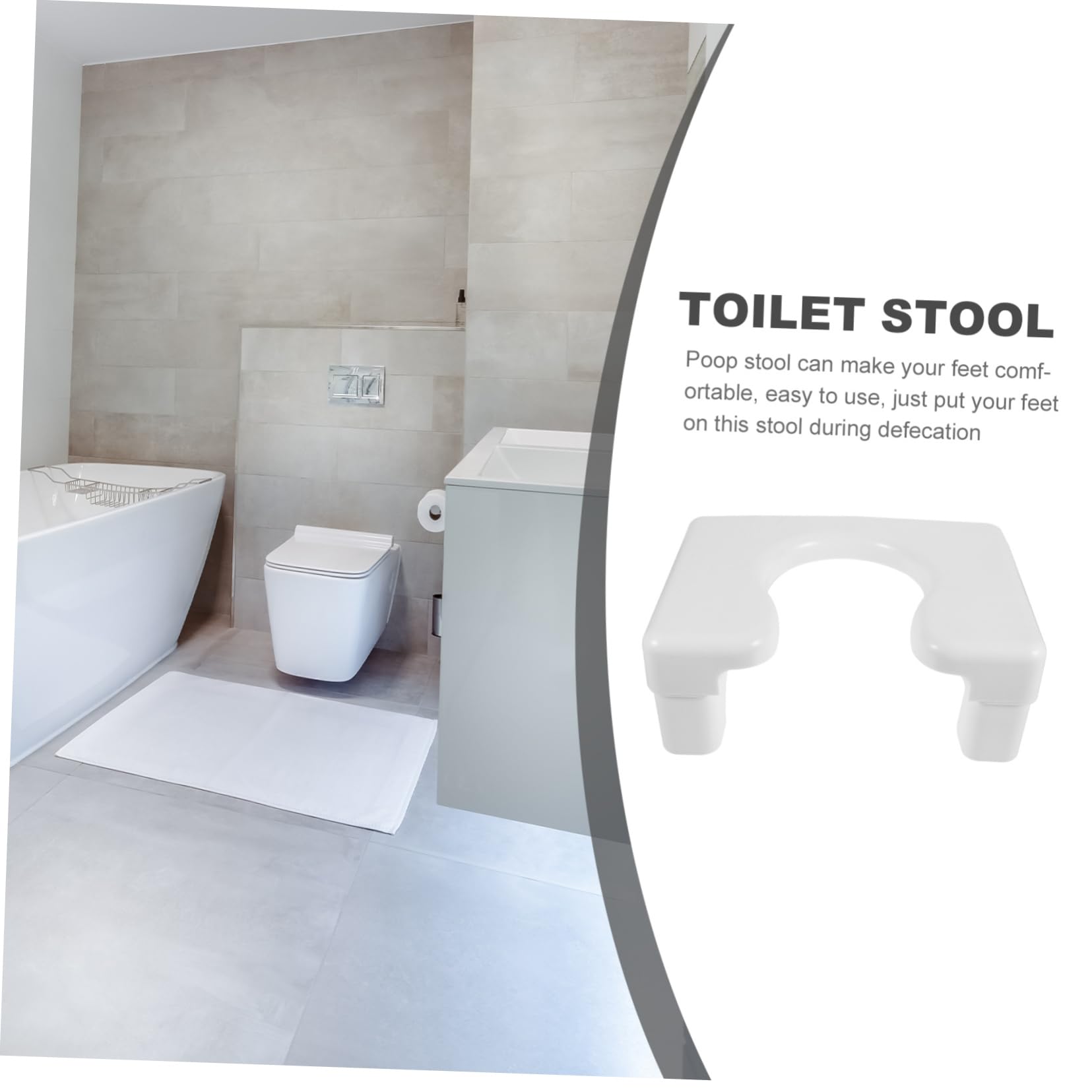 SHINEOFI Sgabello per Wc in Pp Bianco Antiscivolo e Portante Design Semplice e Stile Elegante per Bagno Familiare