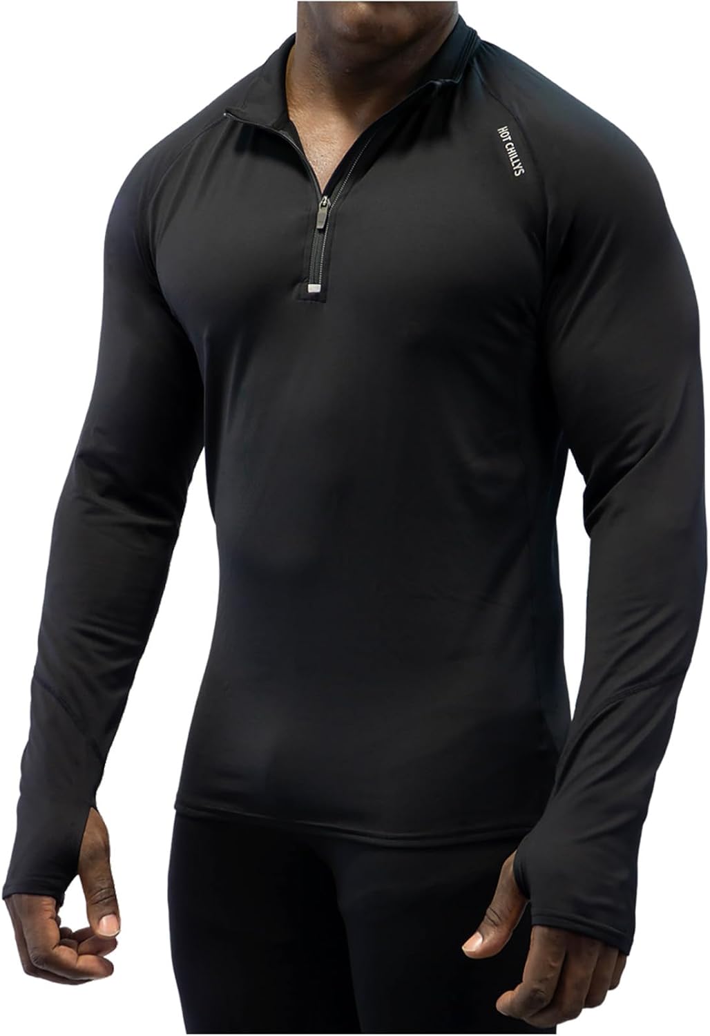 Hot Chillys Men's Micro-Elite Chamois UPF 30 4-Way Stretch Moisture-Wicking Midweight Thermal Long Sleeve Crewneck Base Layer - Image 2