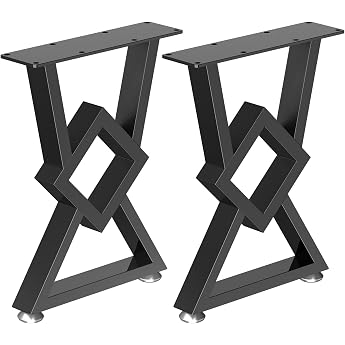 Yawinhe Set of 2 Table Legs Metal Black DIY Furniture Feet Diamond