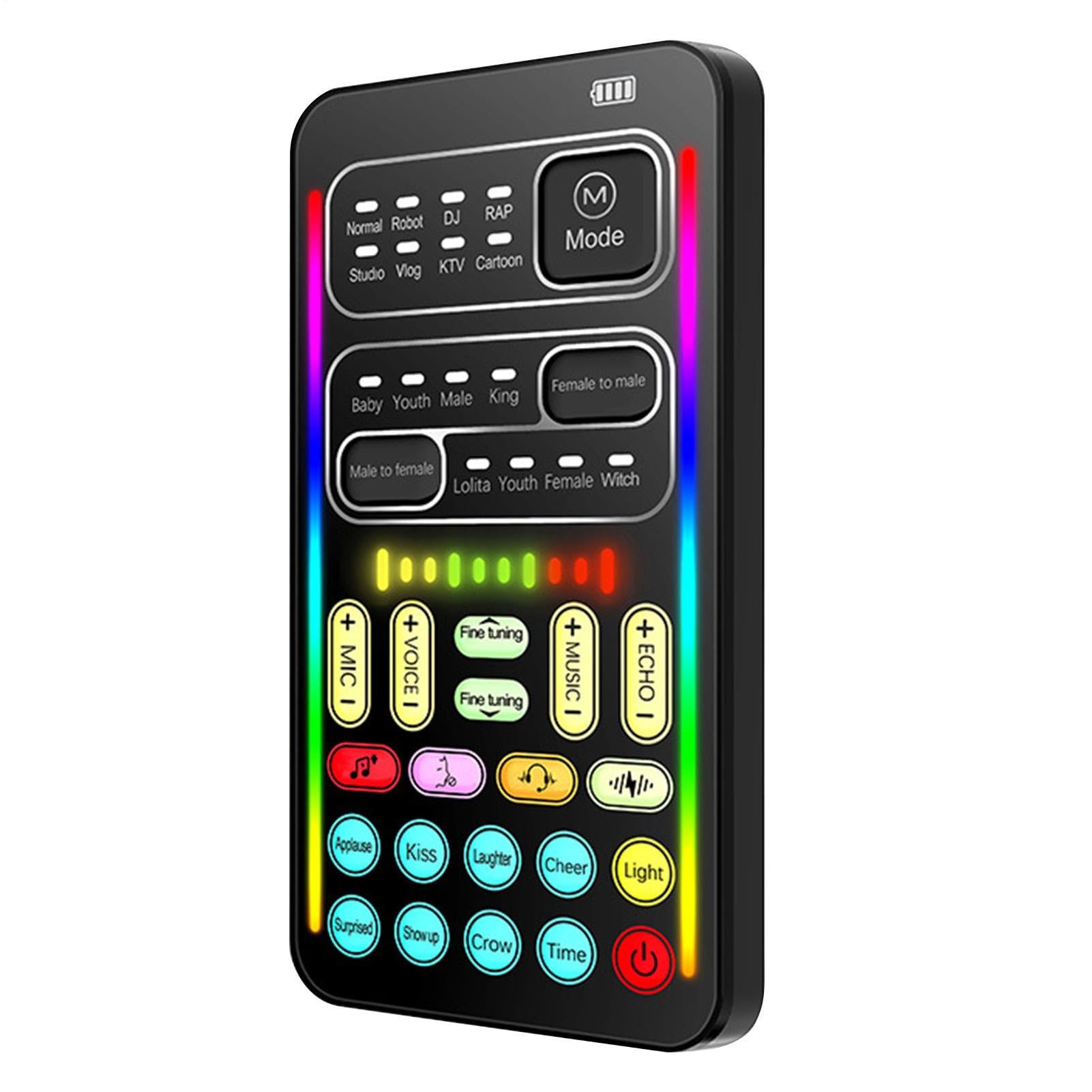 Dispositivo Voice-Changer, distorsore vocale portatile, mini scheda audio 8 effetti sonori, cambiamenti di suono, cambio vocale, compatibile con cellulare, computer, tavolo