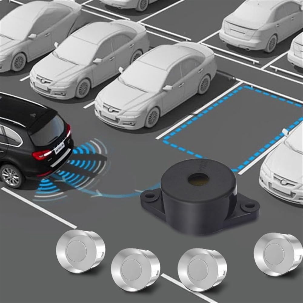 Kit sensori parcheggio Auto Parktronic cicalino allarme sonoro radar | Auto Parktronic cicalino allarme sonoro radar di retromarcia con 4 sensori di parcheggio kit di rilevamento posteriore senza