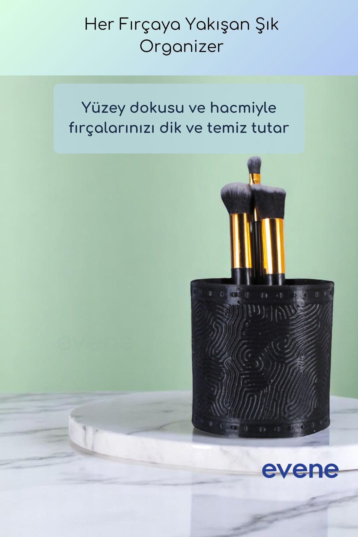 Evene Makyaj Organizeri Makyaj Fırçalığı Makyaj Organizer Düzenleyici Siyah Renk Model 82, ev.makyajorganizeri.m82