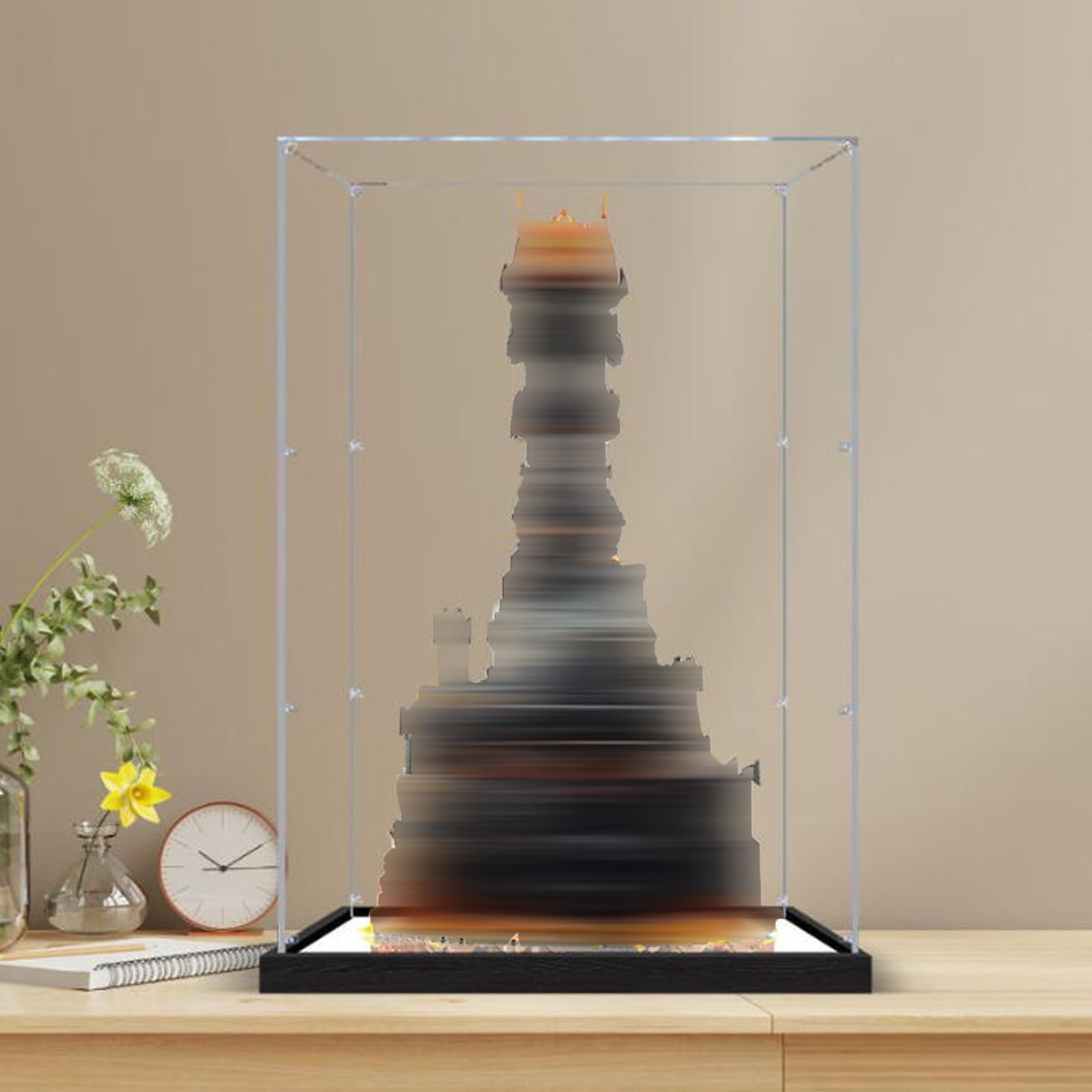 Acrylic Display Case Compatible with Lego 10333 Model, Dustproof Transparent Storage Box, Compatible with Lego 10333 (Model Not Included) (2mm-Mirror Base)