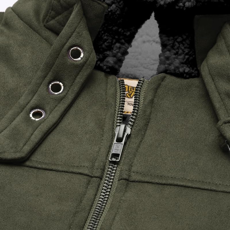 Image of CAHOOT Men's Front Zipper Jacket with Fleece for Casual Wear | Long Sleeve | High Neck | Zipper Closure | Suede Jacket Crafted with Comfort Fit for Everyday Wear