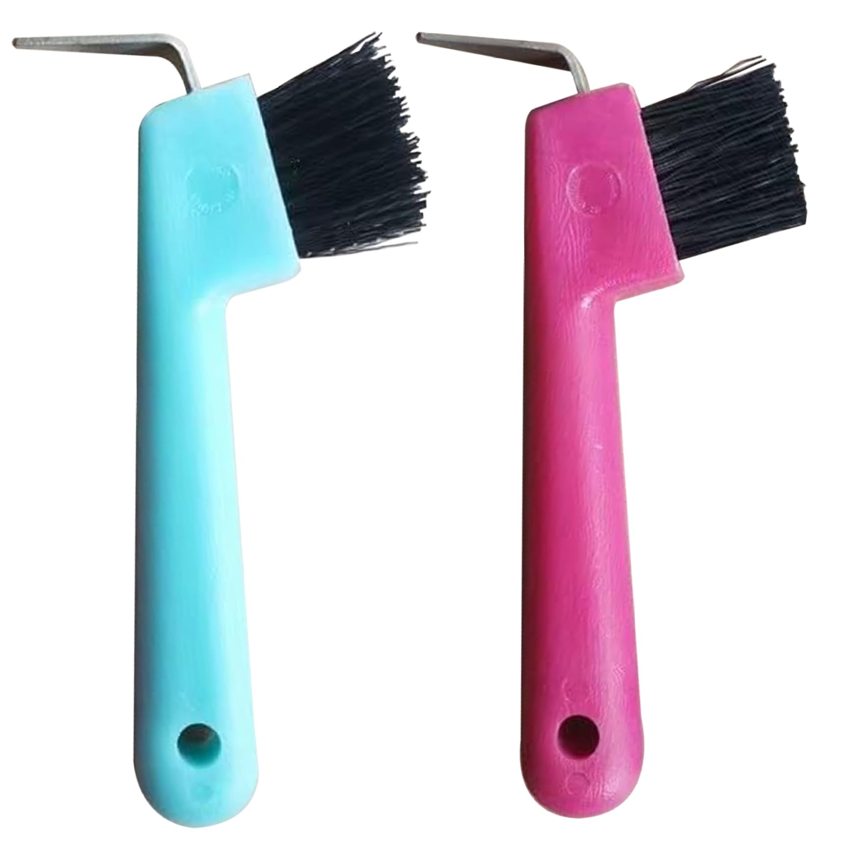 Hoof Pick 2Pcs Handheld Replacement Portable Horseshoe Horse Brush with Hanging Hole Cleaning Horse Supplies, Random Color Brush Hoof Picks for Horses Pick