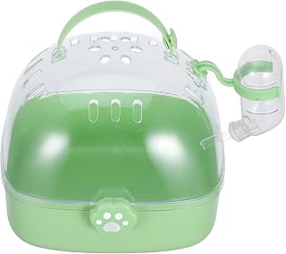 BESPORTBLE Portable Hamster Travel Carrier Cage with Water Bottle, Avocado Green Small Animal Critter Carrier for Rabbits, Gerbils, and Birds, Outdoor Travel Pet Cage