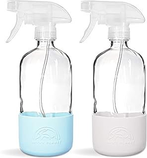 Sponsored Ad - SAVVY PLANET - Glass Spray Bottles for Cleaning, Silicone Sleeve Bottom for Protection, Reusable Glass Spra...