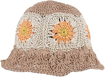 Sombrero De Paja De Crochet Plegable - Ala Ancha, UPF 50+, Verano, Para Mujer Y Niña, Plegable Y Fácil De Llevar