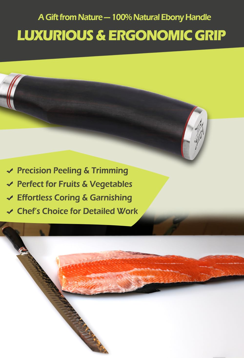 Yousunlong Maguro Bocho - Coltello sujihiki extra large 17 pollici (430 mm) adatto per tonno, salmone, manzo e pecora, manico ebano, custodia in pelle