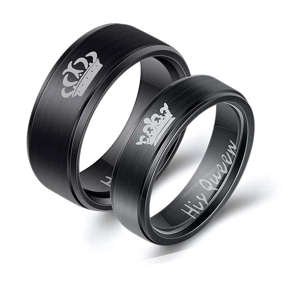 University Trendz Black Crown Stainless Steel King Queen Couple Ring For Lovers Valentine Gift Sets For Men And Women, 7 (B093LPGMLY) Amazon Price History, Amazon Price Tracker