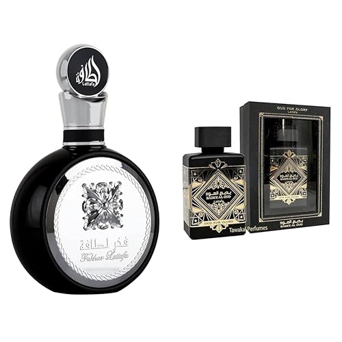 Lattafa Perfumes Fakhar para hombre Eau de Parfum en aerosol, 3.4 onzas y Bade'e Al Oud Oud for Glory Eau De Parfum Spray para Unisex 3.4 onzas disponible en Yaxa Venezuela