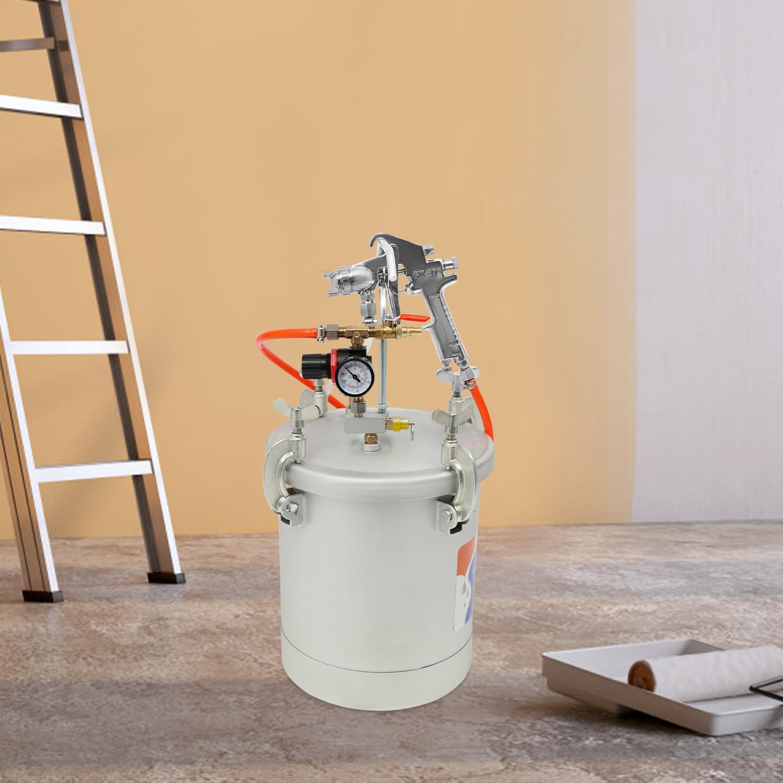 10 l, 2 galony zbiornik ciśnieniowy, pistolet natryskowy do malowania i dysza 3 mm, 2 węże, 45 do 60 psi, kolorowy zbiornik ciśnieniowy do przemysłowego malarstwa komercyjnego, kolorowa farba