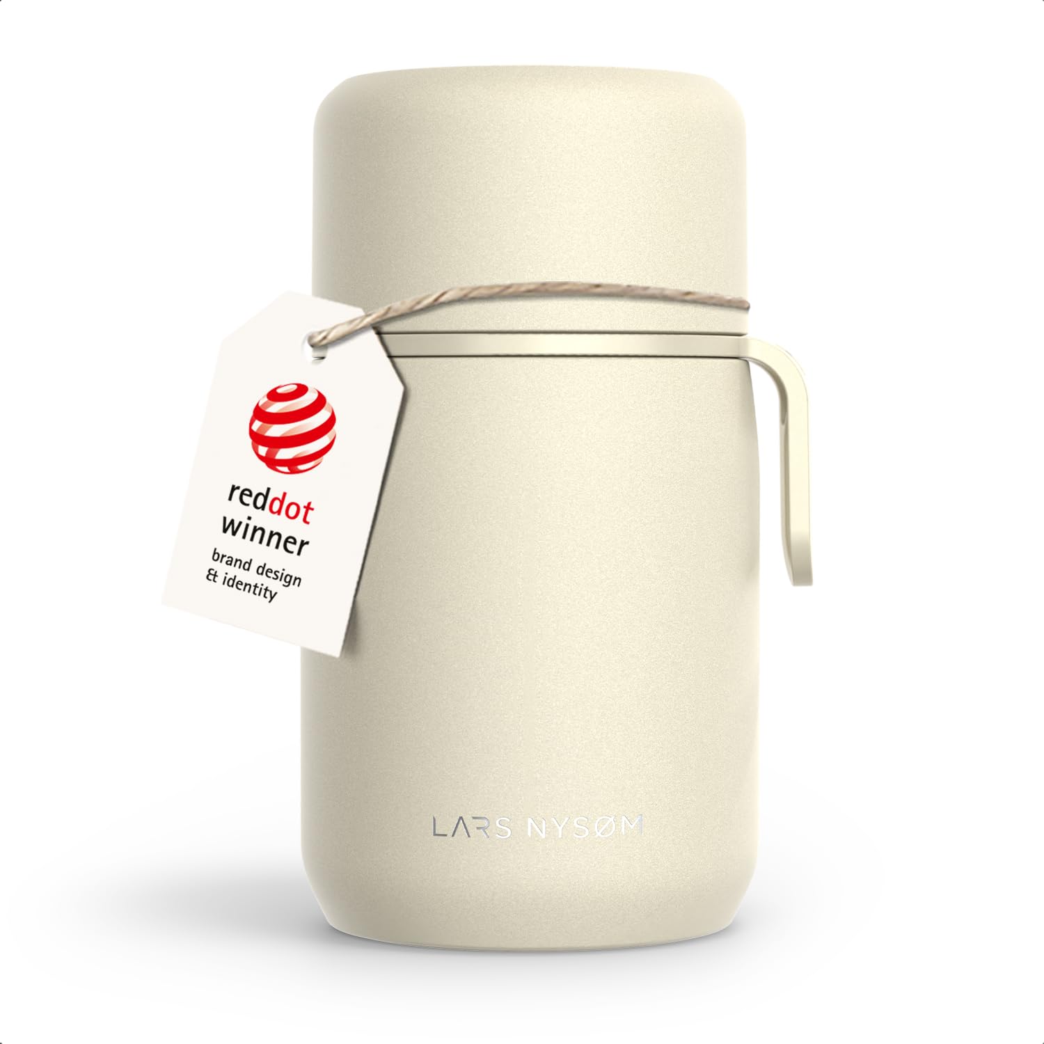 LARS NYSØM Stainless Steel Vacuum Insulated Food Jar - Leakproof Lunch Pot & Lunch Jar for Hot and Cold Food, Wide Mouth Food Jar, Portable Soup Container for Work & Travel (Almond Beige, 700ml)