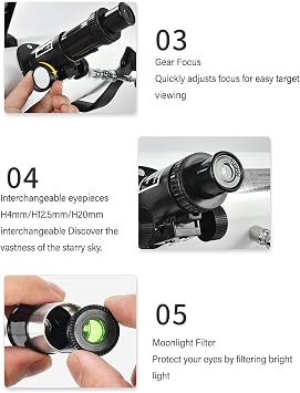 114mm Large Aperture Newtonian Reflector Telescope, Professional Astronomy Telescopes with Adjustable Tripod for Deep Space Observation