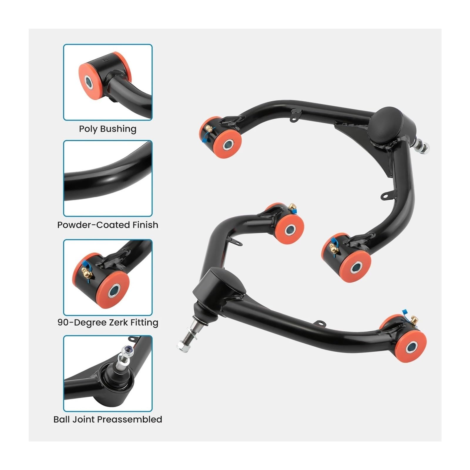 2x Wahacze samochodowe górne 2-4" podnośniki kompatybilne z Chevy Silverado kompatybilne z GMC Sierra 2500HD 2001-2010 2500HD 3500HD Wahacze ze sworzniami kulowymi 2001-2010