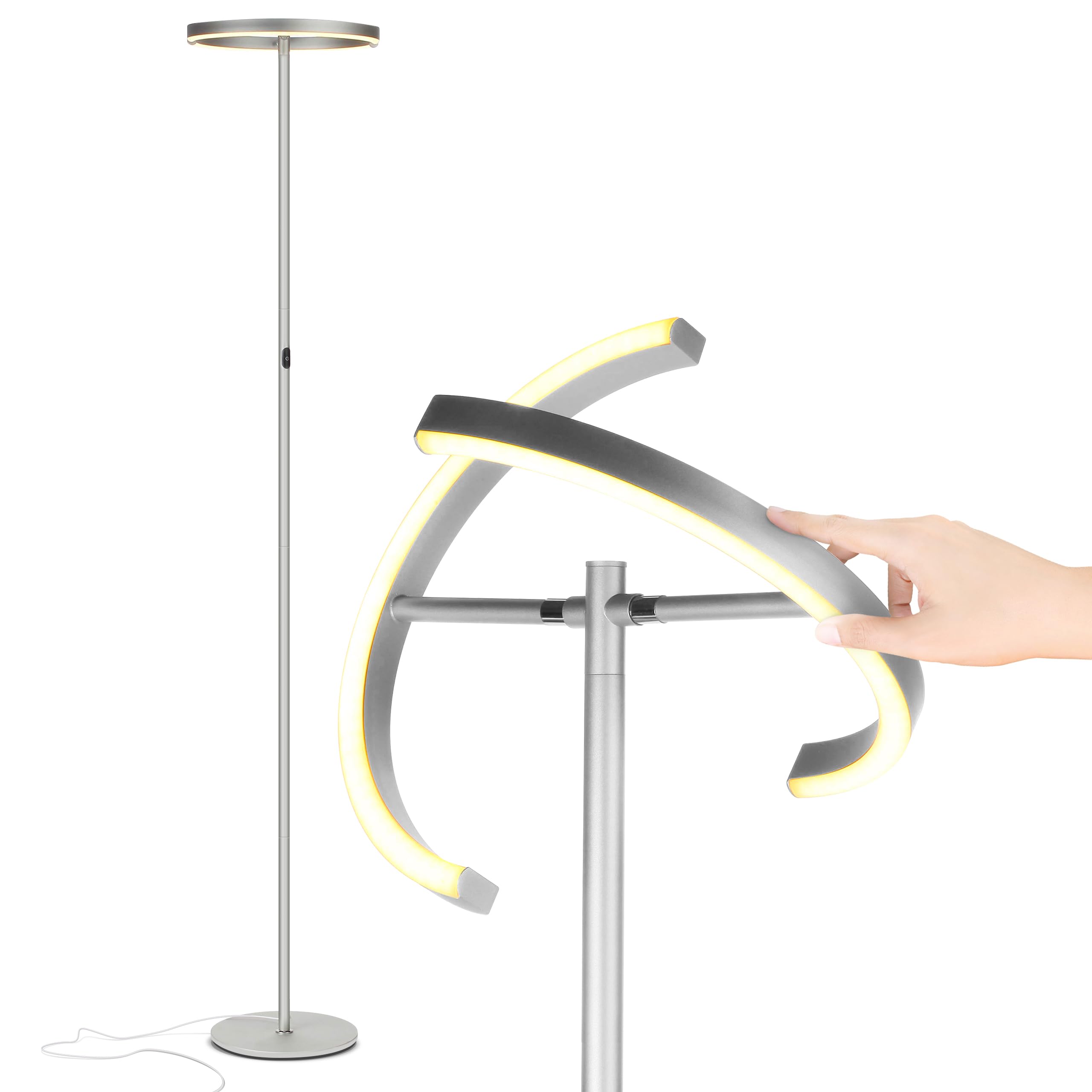 Brightech Halo Split Floor Lamp, Modern Bright LED Torchiere Floor