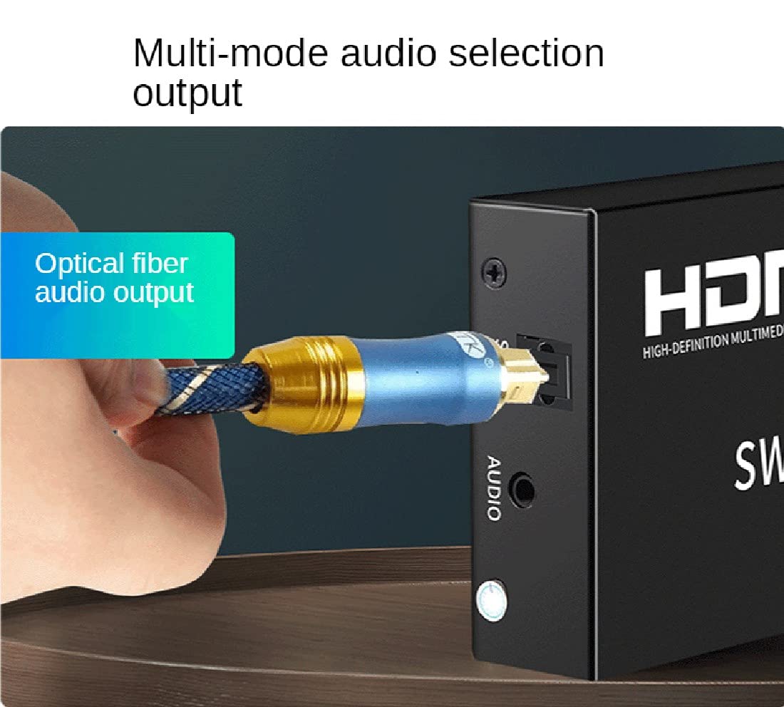 Divisore HDMI 2x4 ，4K HDMI 2.0 Switcher 2X4 Splitter con HDMI 2.0 SPDIF Estrattore audio Funzioni splitter HDMI 2 in 4 out Switch Splitter