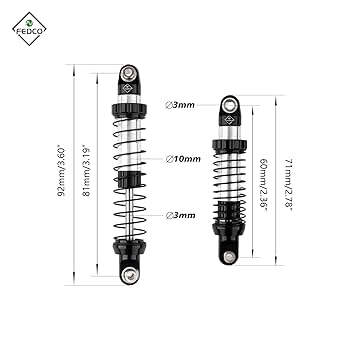 Amazon.com: FEDCO UTB18 Shocks 92MM Long Travel Shocks