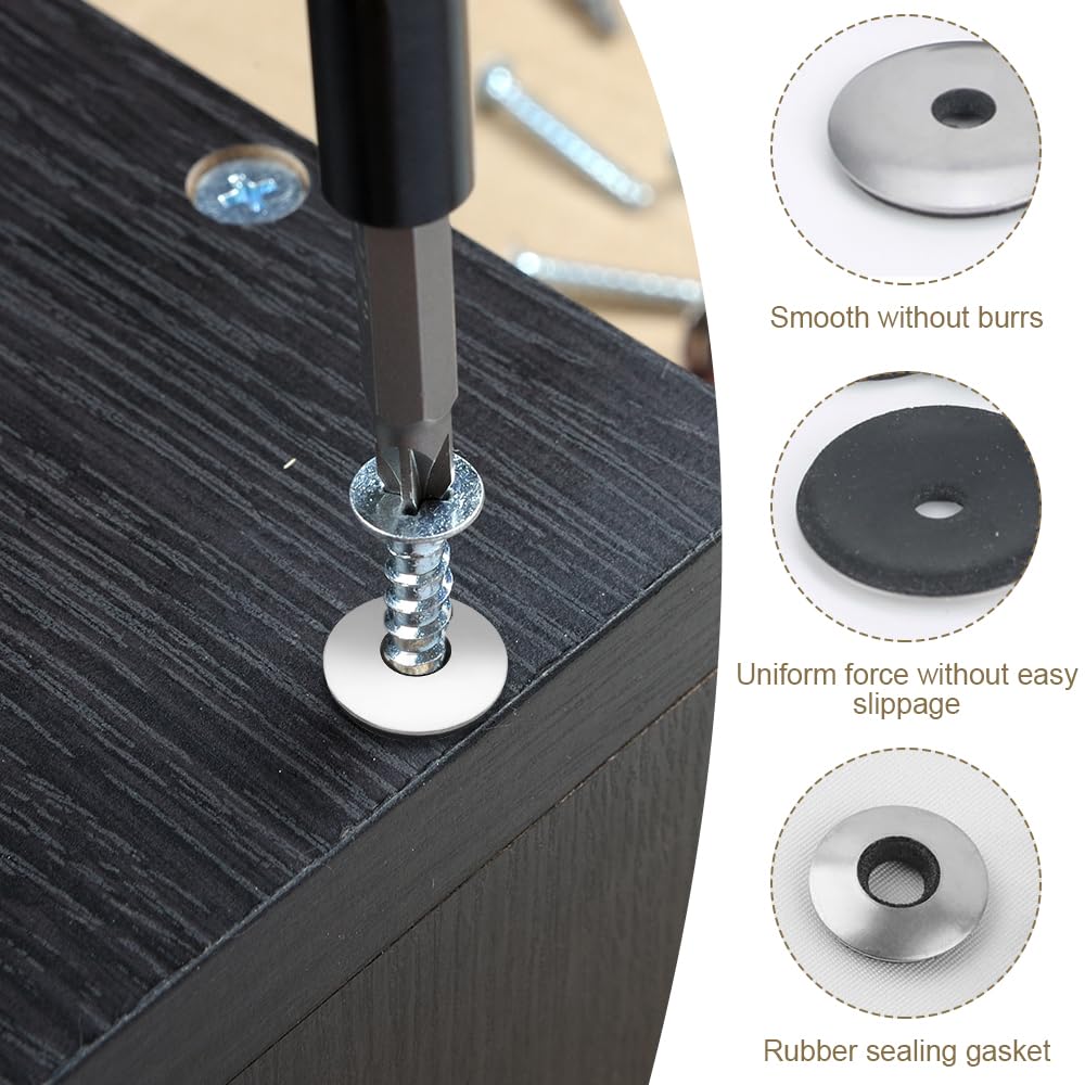 M6.3 x 16mm Rondelle di Tenuta EPDM, 200 pezzi 304 Acciaio Inossidabile Rondelle di Tenuta con Guarnizione Durevoli Rondelle Piatte per Macchinari Industriali Edilizia