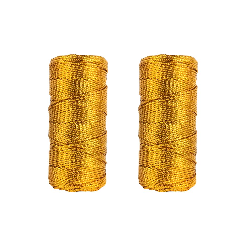 Hugede Golden 2 Rolls 100M Christmas Metallic Threads Jewelry Thread Strings Craft Making Twines Present Wrapping Cords Ornament Hanging Ropes
