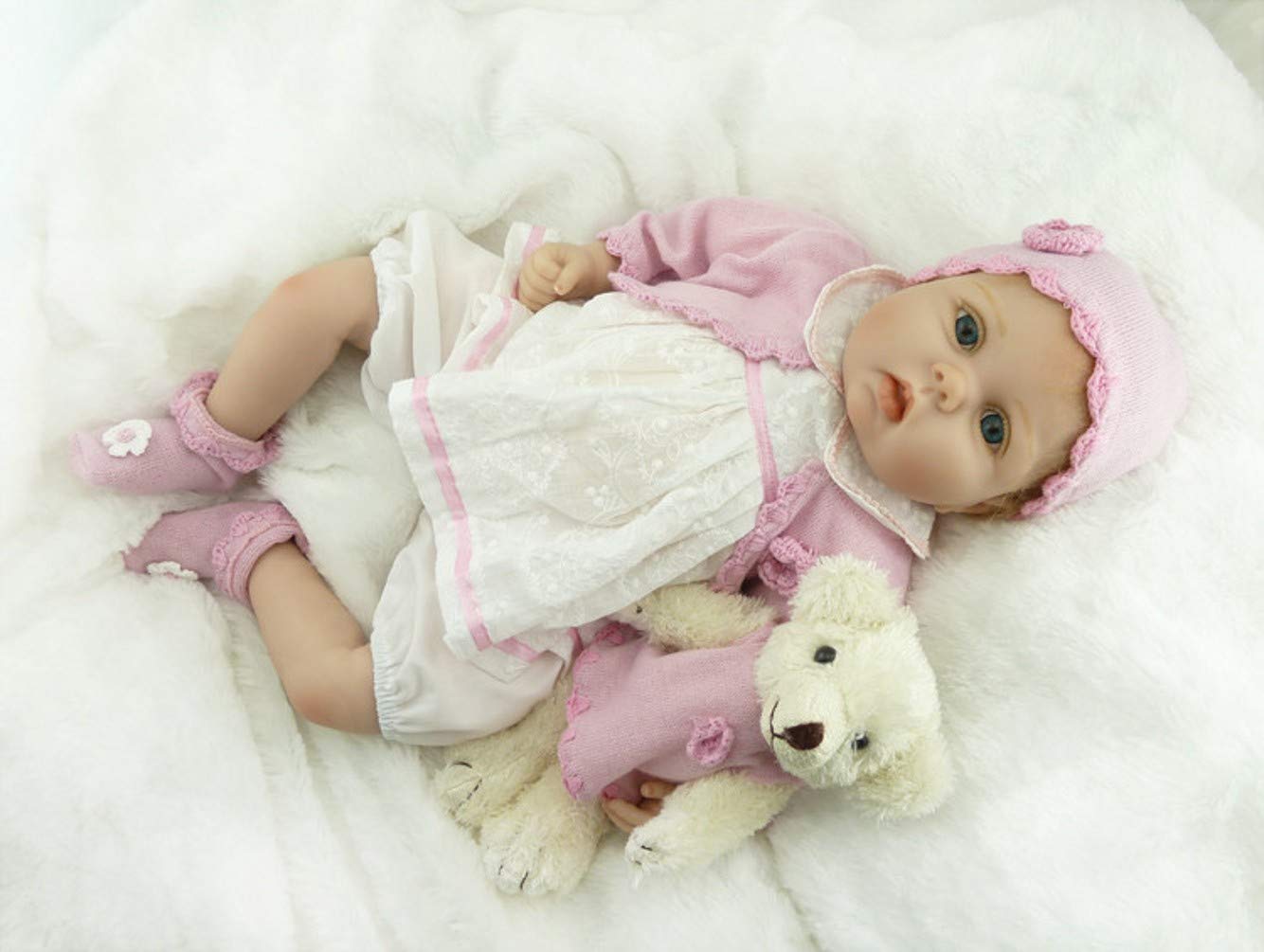 ZIYIUI Realistico 22 Pollici 55cm Bambola Reborn Silicone Vinyl Handmade Bebe Reborn Ragazza Carina Baby Neonato Giocattoli Regalo Reborn Baby Dolls