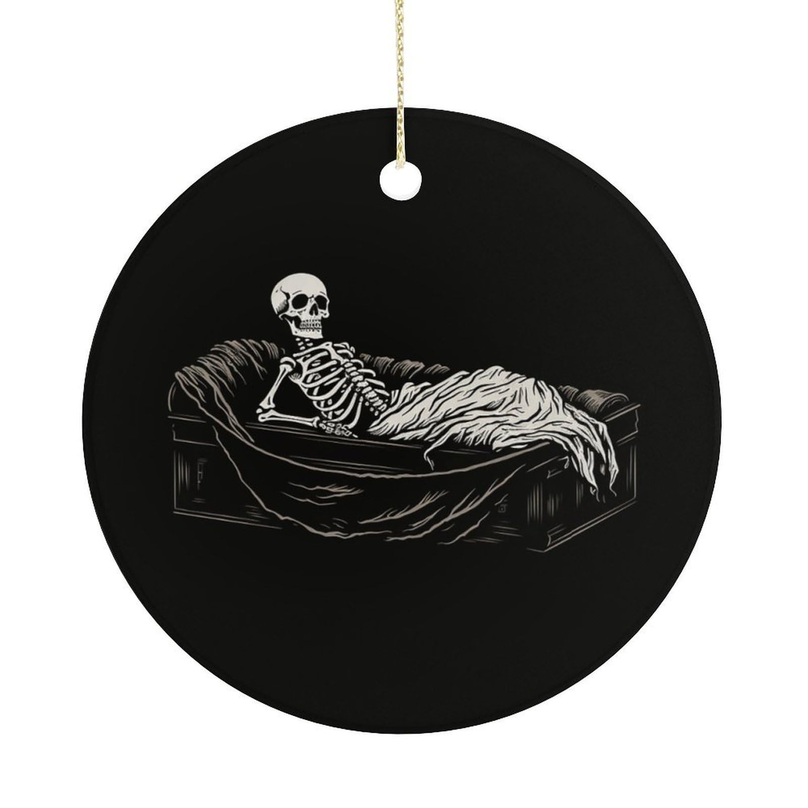 Adfgyerh Women's Style Skeleton In The Coffin Hanging Ceramic Ornaments, Christmas Tree Decorations, Funny Home Decor Gifts For Sisters & Work Best Friends