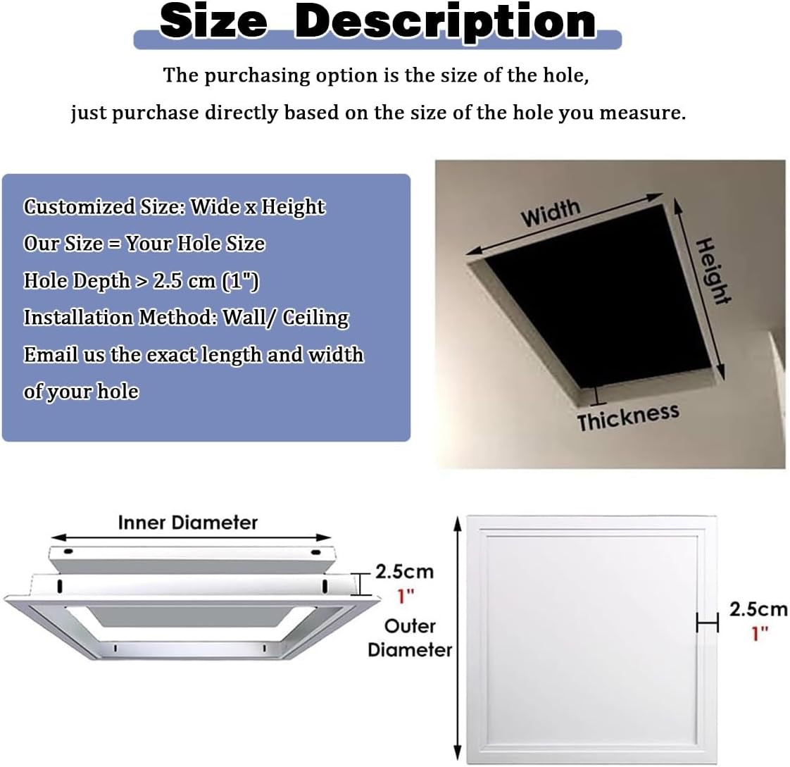 Access Cover Panel, Thicken 1mm Aluminum Alloy Access Doors for Drywall and Ceiling with Screwdriver Latch, Wall Hole Cover Decorative Hidden, White(14x20in(350x500mm))