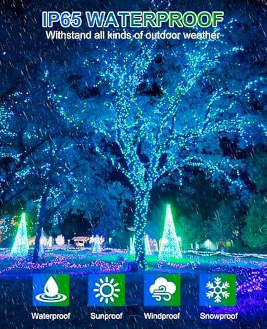 80FT 240 LED Christmas Lights Outdoor, Plug in Christmas Tree Lights with Waterproof 8 Modes, Connectable Green Wire String Twinkle Light for Indoor Home Garden Party Holiday Decorations, Blue Green
