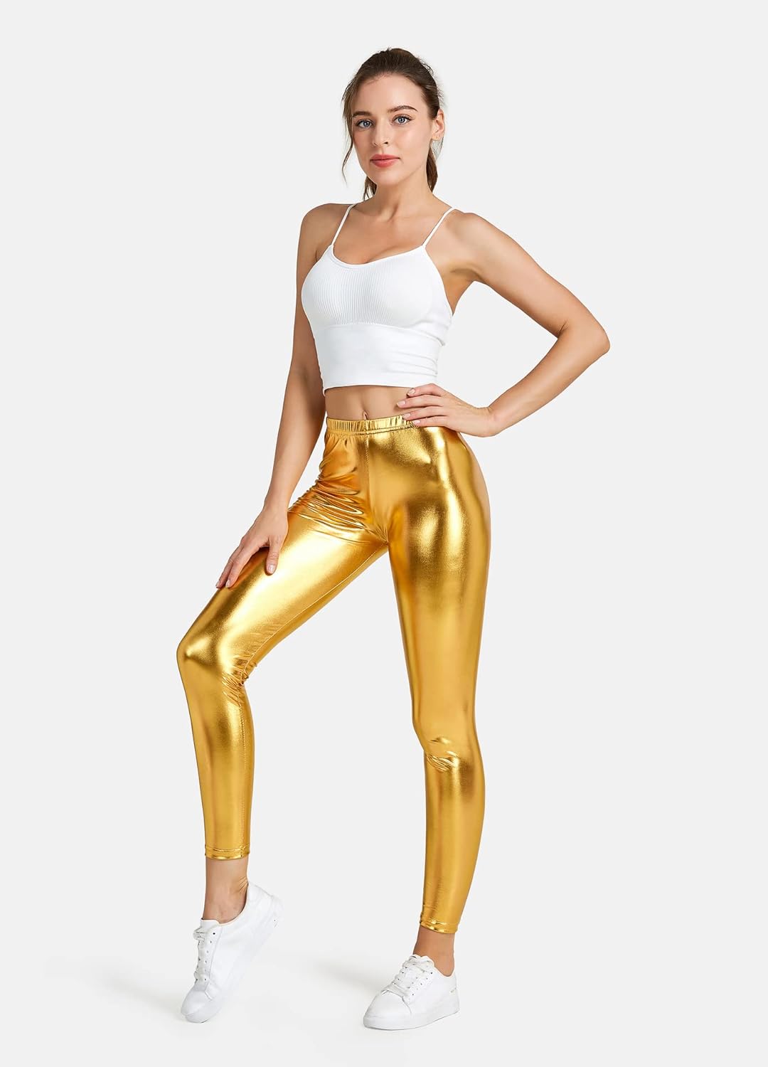 Women Shiny Metallic Sports Leggings Bright Pencil Pant Fitness Fashion Jeggings Candy Color Trousers - Image 4