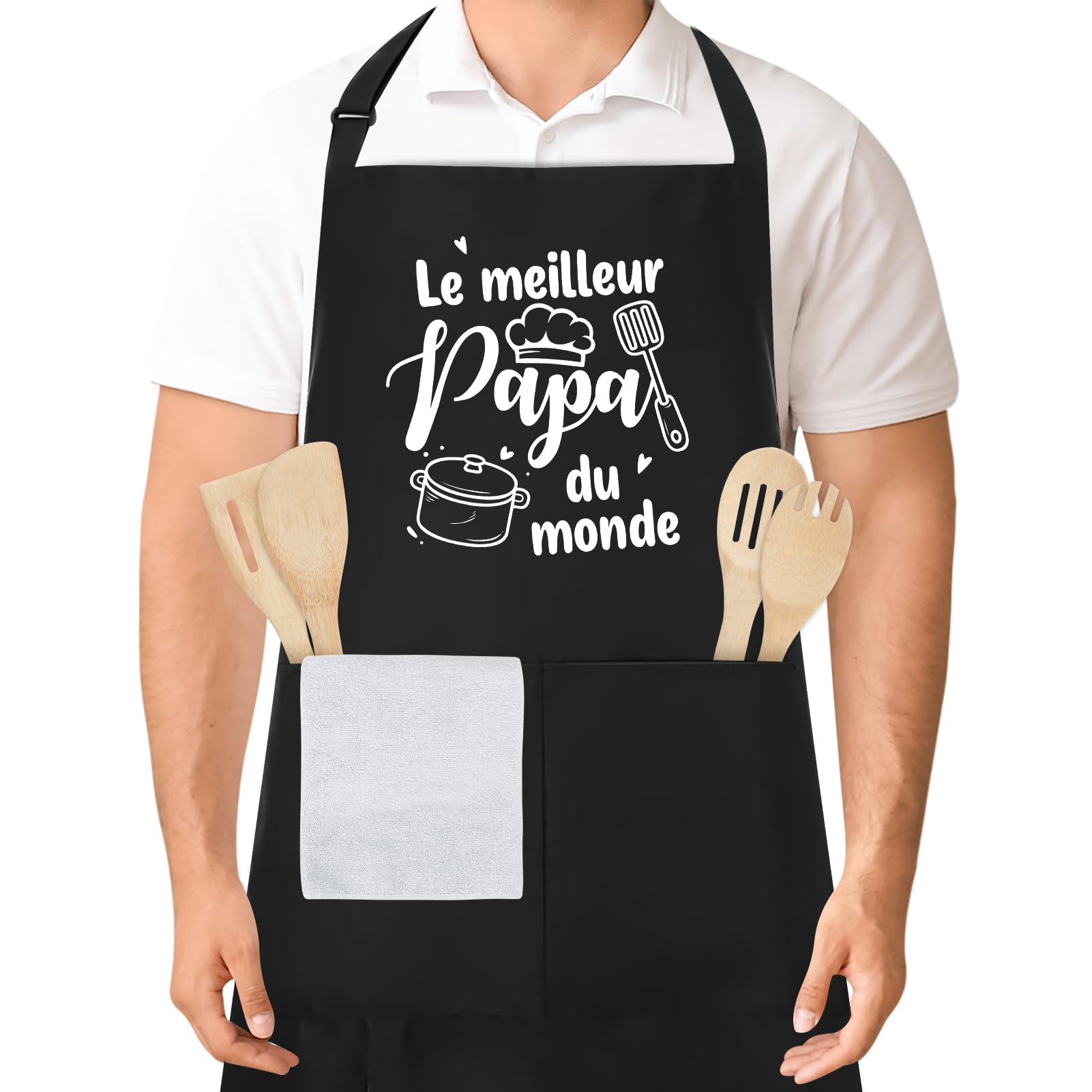 Tablier Cuisine Homme Tabliers En Toile Avec 3 Poches Imperméable Et