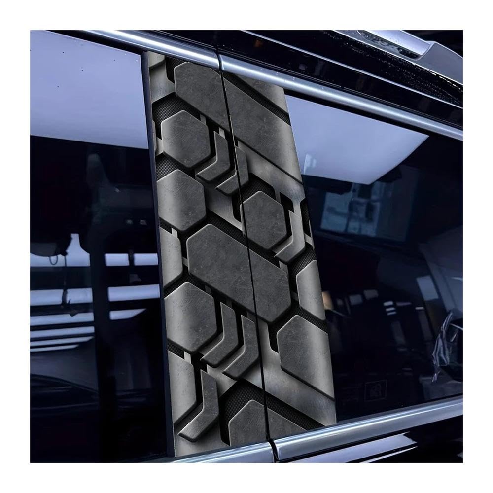 Decorative Items 2pcs Car Center Pillar Sticker Metal Tech Pattern Auto B-Pillar Waterproof Protective Film
