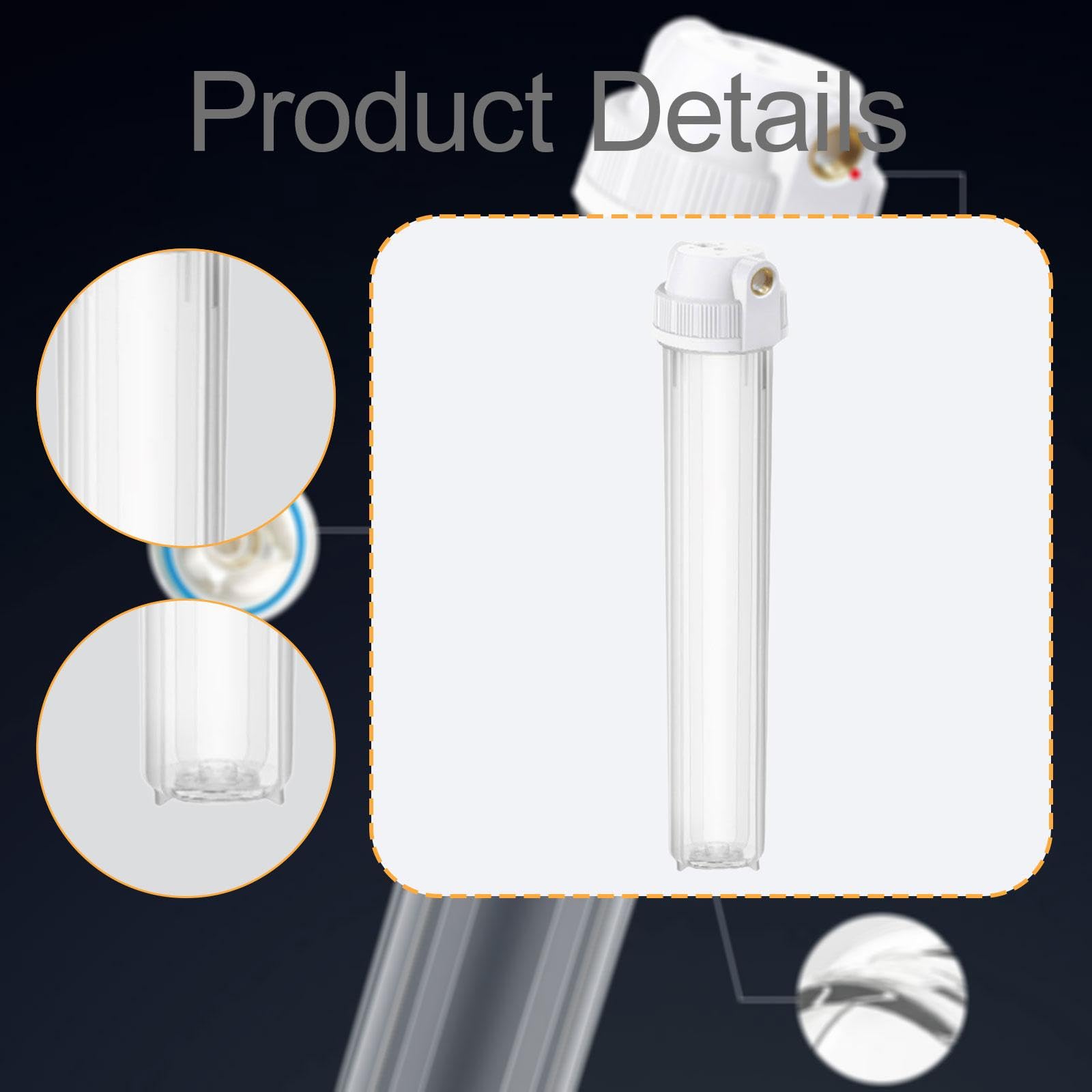 Fenteer Carcasa de Filtro Transparente Estuche para Filtro de Agua Accesorios para Botellas de Agua de Gran caudal, 4 Puntos