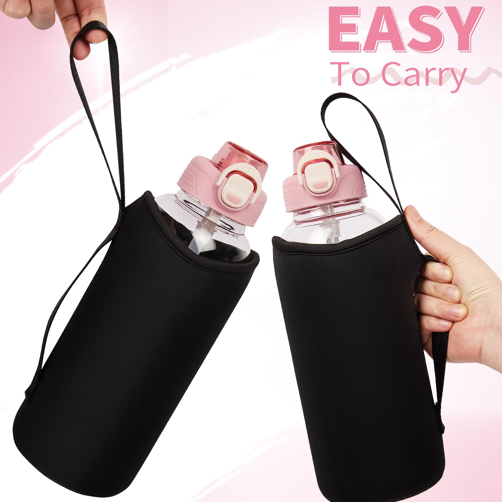DEARRAY 1.5l Glass Water Bottle with Straw & Neoprene Sleeve 1.5 litre BPA free Large Glass Drinking Bottle Leakproof - Image 4