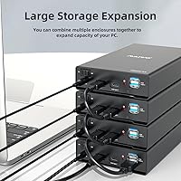 Vista 4 de MAIWO Caja de Carcasa Externa para Disco Duro SATA de 2.5 3.5 Pulgadas SSD HDD, USB C 3.1 GEN2 de 10Gbps Lector de Disco Duro con UASP, Capacidad