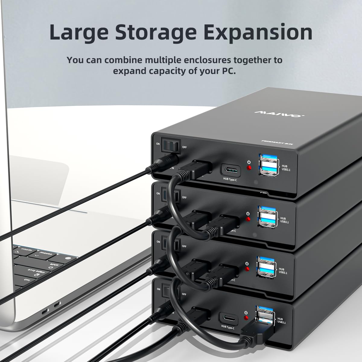 MAIWO Custodia per disco rigido USB3.1 Tipo C a SATA Adattatore per disco rigido esterno per PC HDD da 2,5/3,5 SSD Fino a 18 TB con UASP Tool-Free
