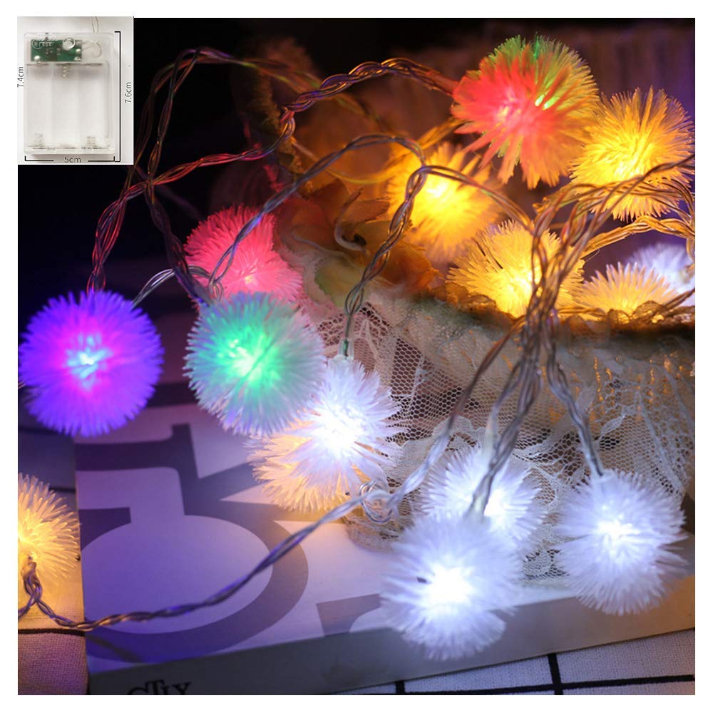 DHRH christmas lights,Outdoor Waterproof String Lights, 16Ft 40 LED Snowball Lights, Battery Powered Starry Fairy Lights for Garden,Christmas Tree, Parties (Multi Color)
