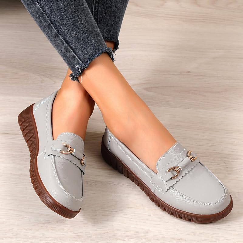 Image of Loafers for Women Business Casual Shoes Comfortable & Lightweight Round Toe Penny Dressy Slip On Work Flats
