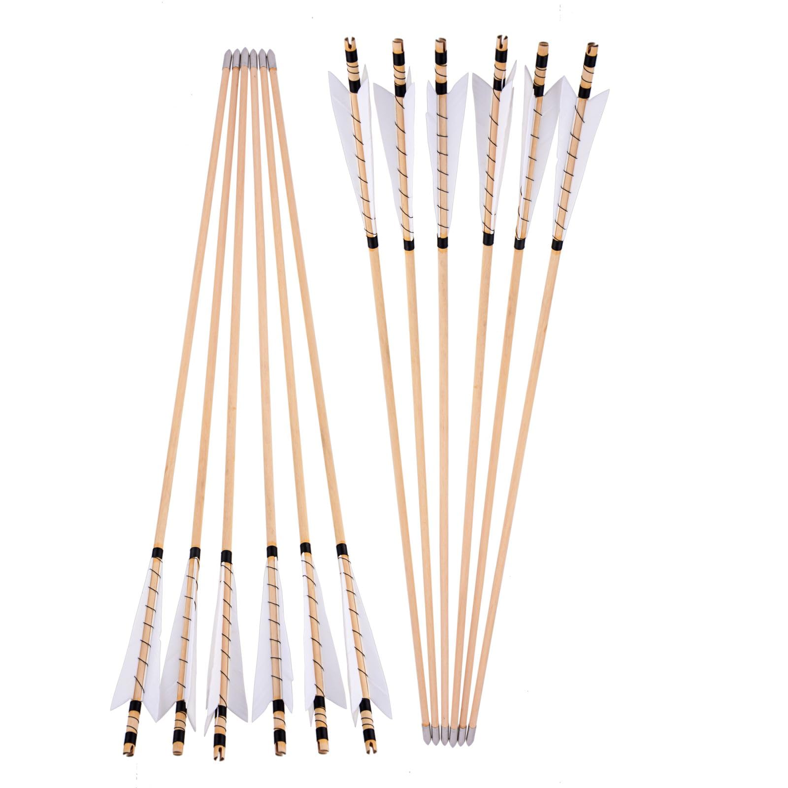 Archery 32" Wooden Arrows English Longbow Arrows Practice Targeting Arrows with Turkey Feathers Fletching Bullet Points for Traditional Recurve Bow Longbow Hunting Arrow 12pcs