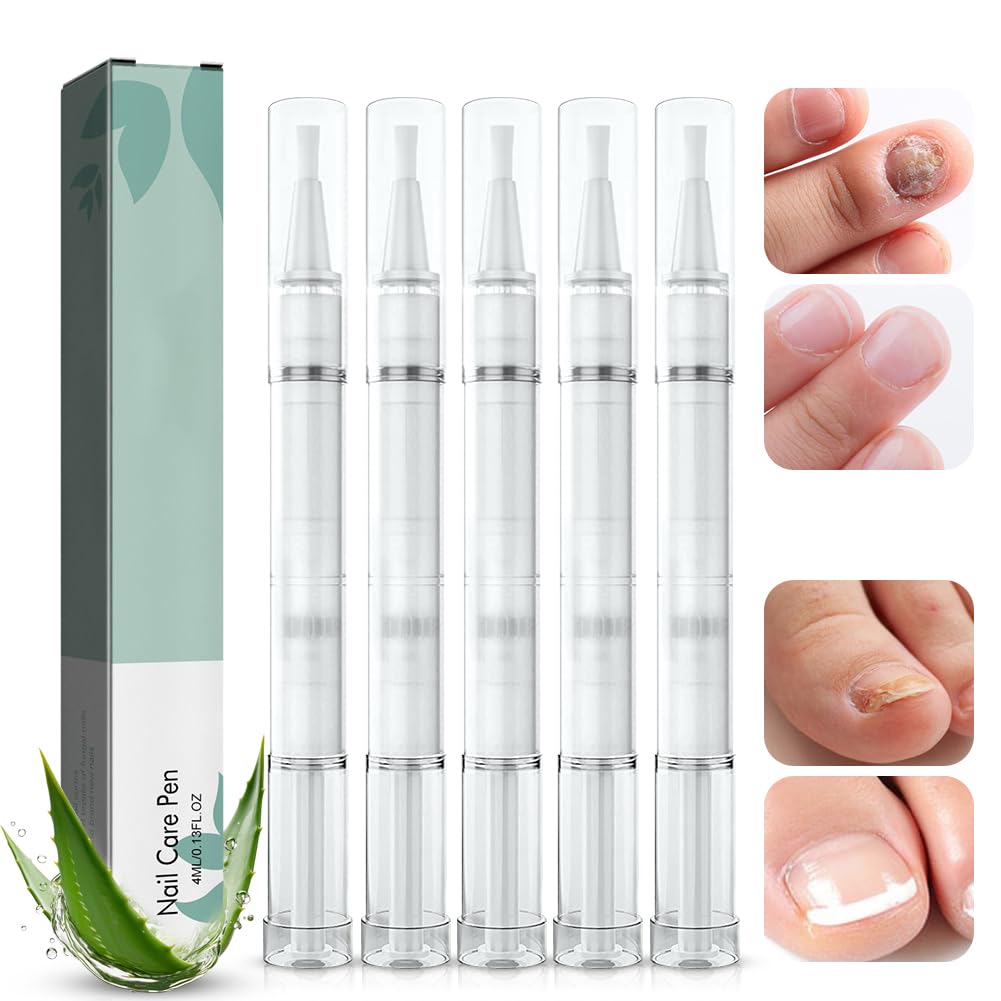 5 Stück Nail Care Pen, Nail Care Pen Stift Nagelpilz Stift Österreich Nagelpflegestift mit Teebaumöl, Aloe Vera & Vitamin E, Nagel Care Stift für Gepflegte Fingernägel & Fußnägel Nagelwachstum FöRdern