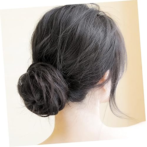 Miniatura 2 de 6 piezas de peluca de moño para mujer, cabello humano real con clip en colas de caballo para mujeres, esponjas para maquillaje, cola de caballo,