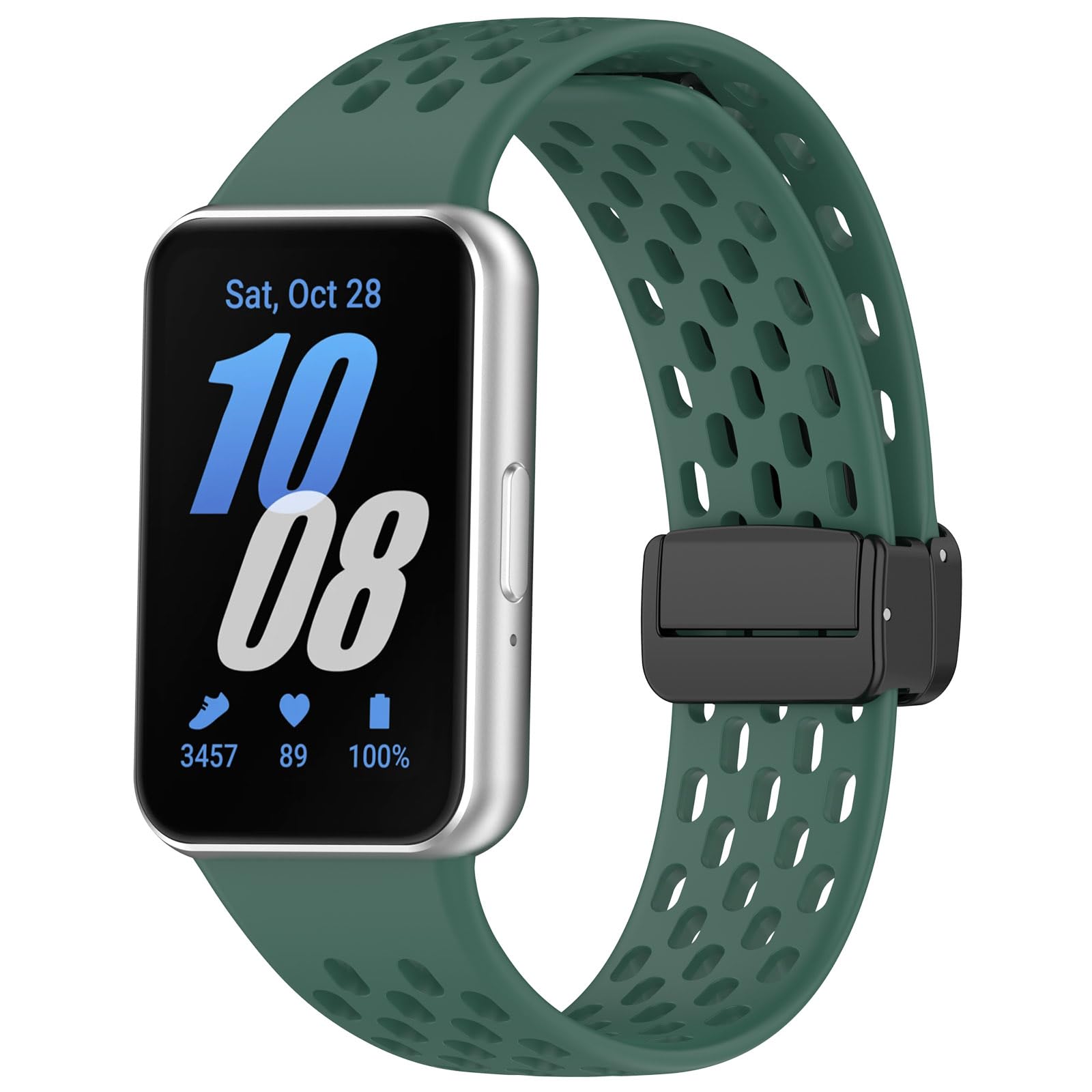 Gheper Replacement Watchband Compatible with Samsung Galaxy Fit3[2024] SM-R390 Magnetic Folding Buckle Design Silicone Sport Wristband Band Bracelet Quick Release Strap