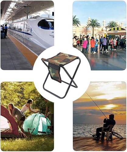 Miniatura 7 de Mini taburete plegable portátil, taburete de pesca para adultos, pesca, senderismo, jardinería y playa, con bolsa de transporte, soporta hasta 450
