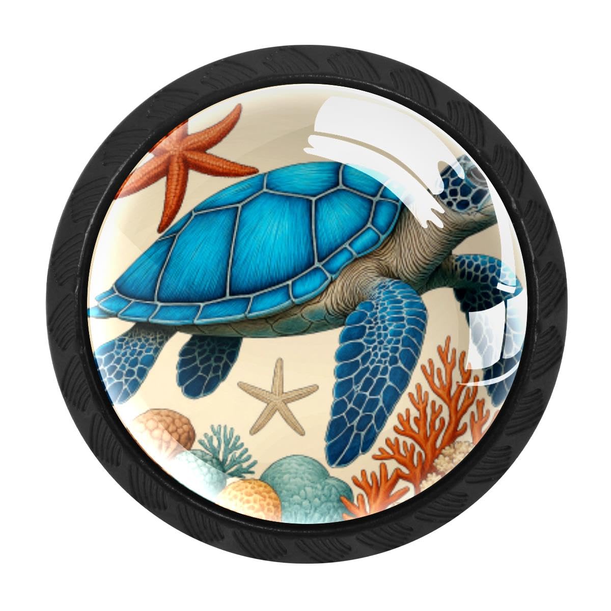 4 PCS Cabinet Knobs, Turtle Starfish Coral Drawer Knobs Dresser Handles