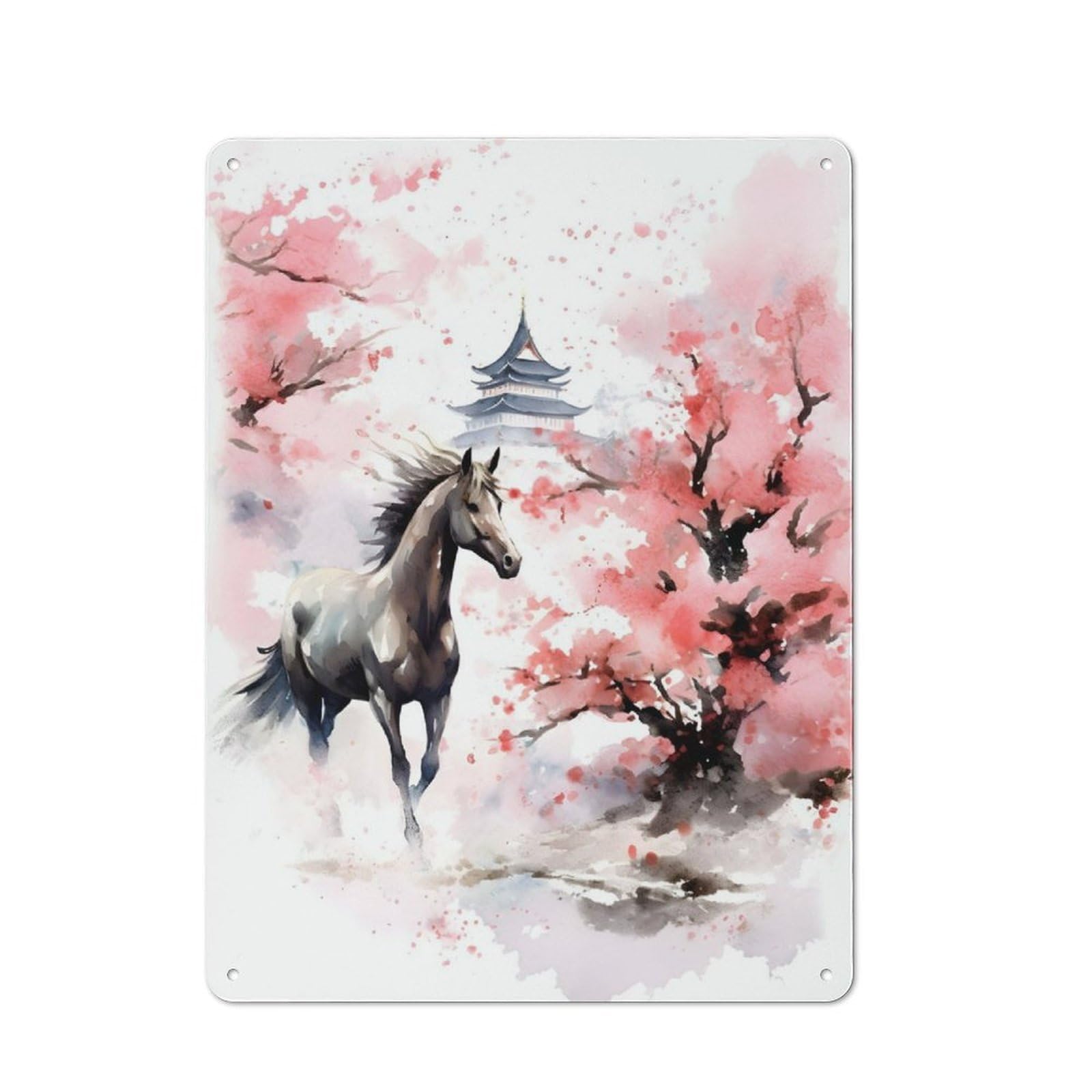 Junmoney Horse Tin Wall Plaque 40X30cm With For Hobby Room Or Studio, New Home Wall Decor For Creative Interior Collectors
