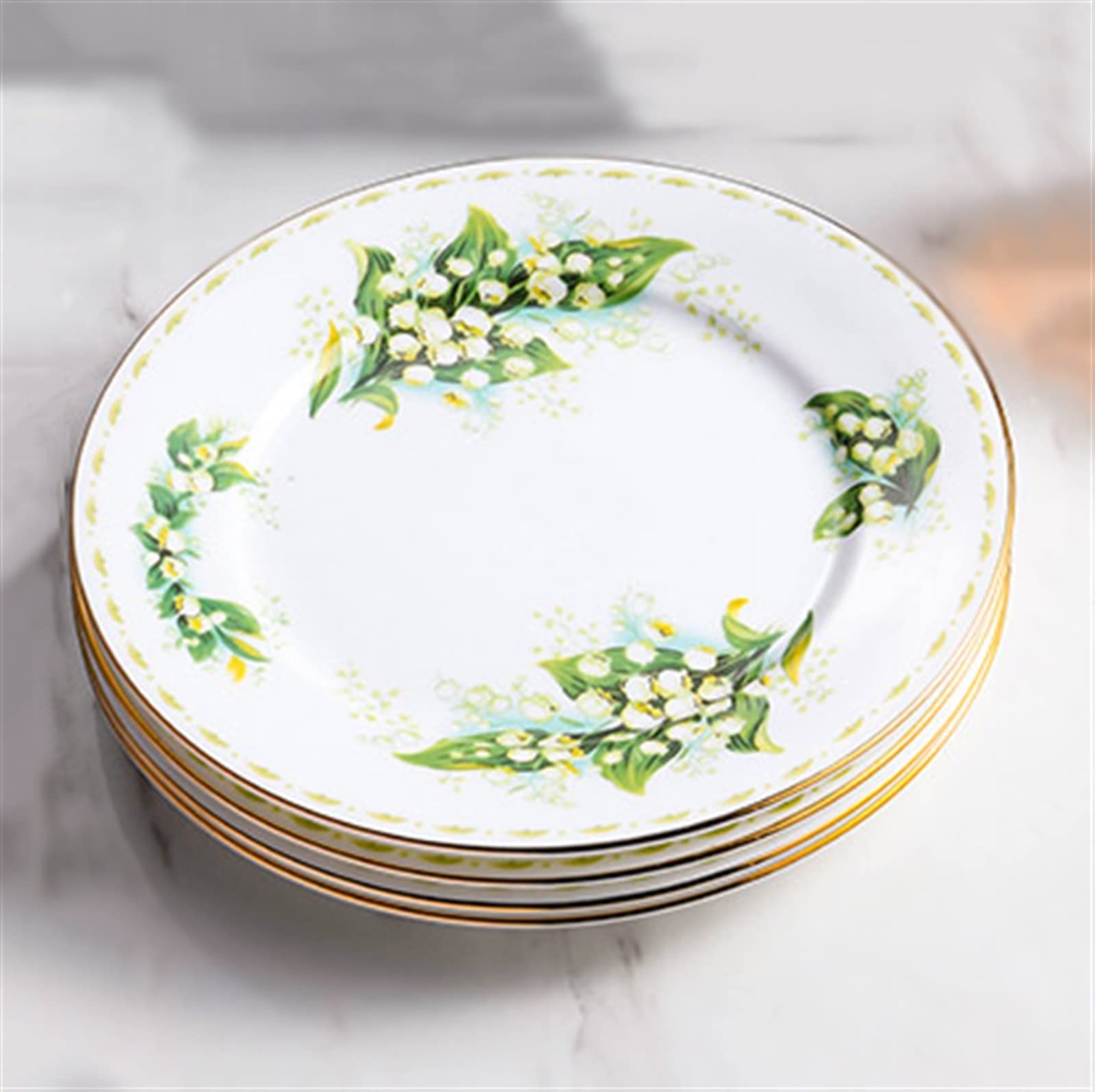Talerze Obiadowe Ceramiczny talerz do jadalni Zastawa stołowa użytku domowego Talerz deserowy Przedni Biały Phnom Penh Płaski Zestaw talerzy 10 sztuk